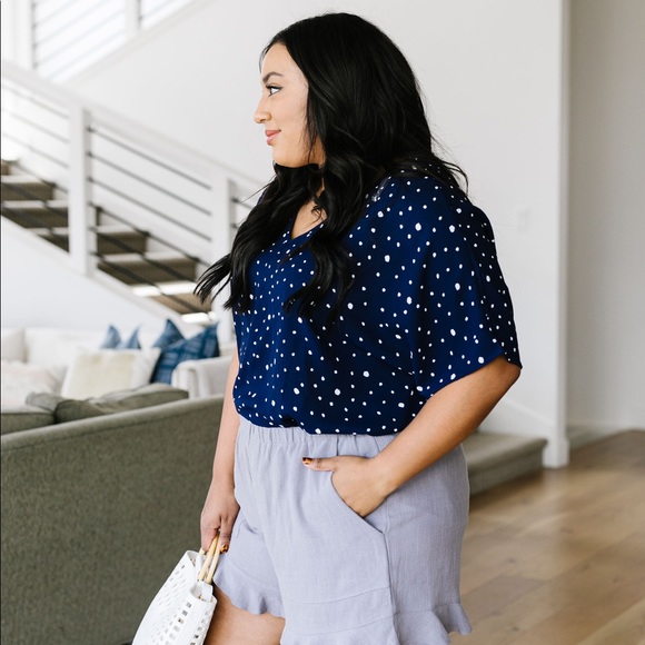 On the Dot Blouse in Navy - Picture 6 of 8